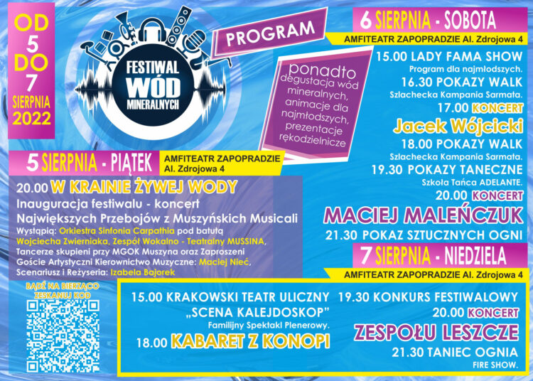 Program Festiwal W d Mineralnych w Muszynie 20.07.2022 1658296484