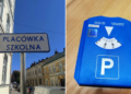 Przy szkołach w Tarnowie pojawiły się tablice informacyjne z napisem ‘Placówka szkolna’, które wyznaczają obszar, na którym obowiązuje darmowy parking.