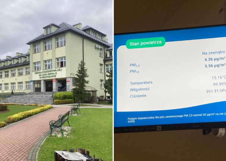W Szkole Podstawowej nr 1 w Skrzyszowie zostały zamontowane dwa ekrany edukacyjne ostrzegające przed zanieczyszczeniem powietrza