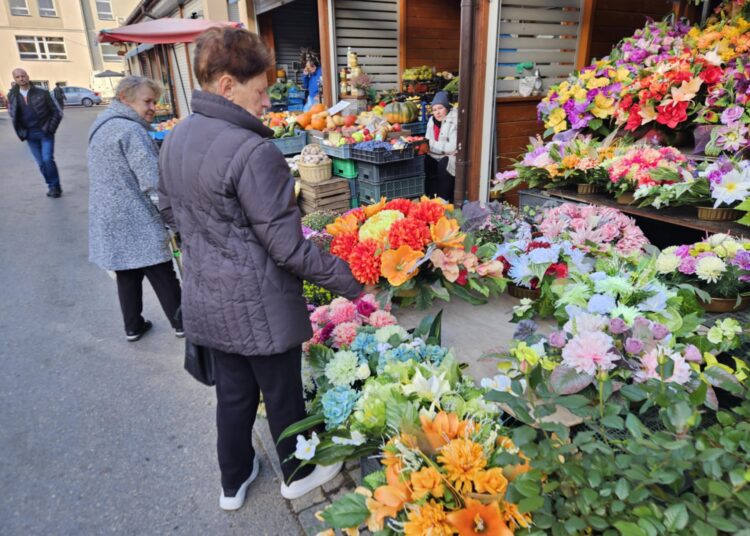 Tarnowski Burek kolorowy od kwiatów przed uroczystością Wszystkich Świętych.