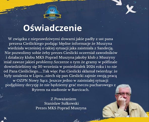 oswiadczenie poprad muszyna