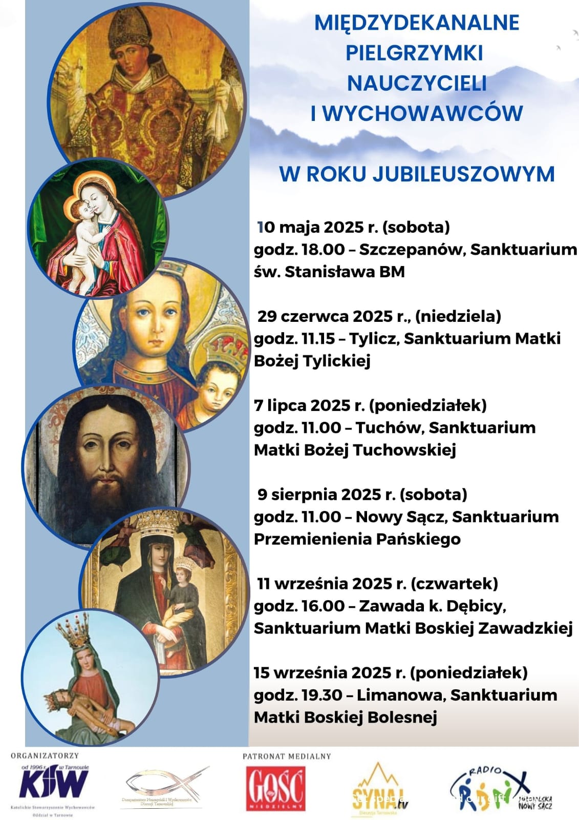 Międzydekanalne Pielgrzymki Nauczycieli i Wychowawców w różnych miejscach diecezji tarnowskiej