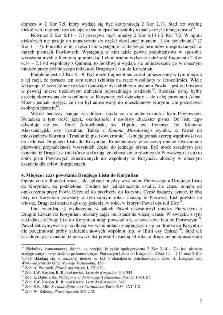II list do koryntian 5