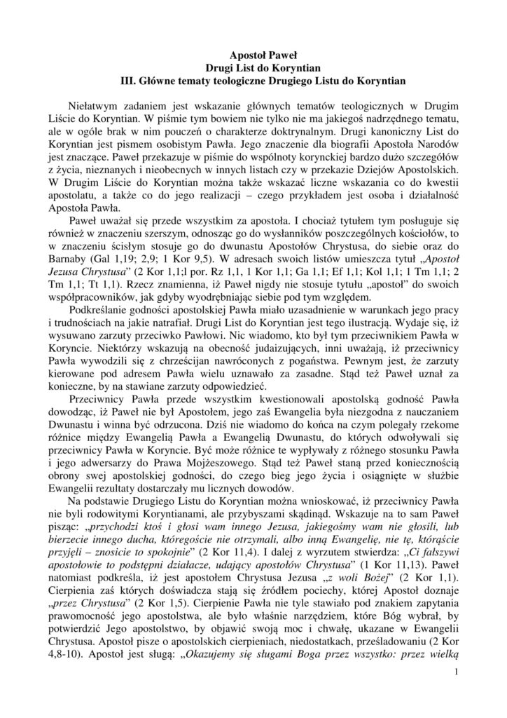 II list do koryntian teologia 1