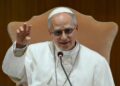 Leon XIV podczas spotkania z kardynałami, fot. Vatican News