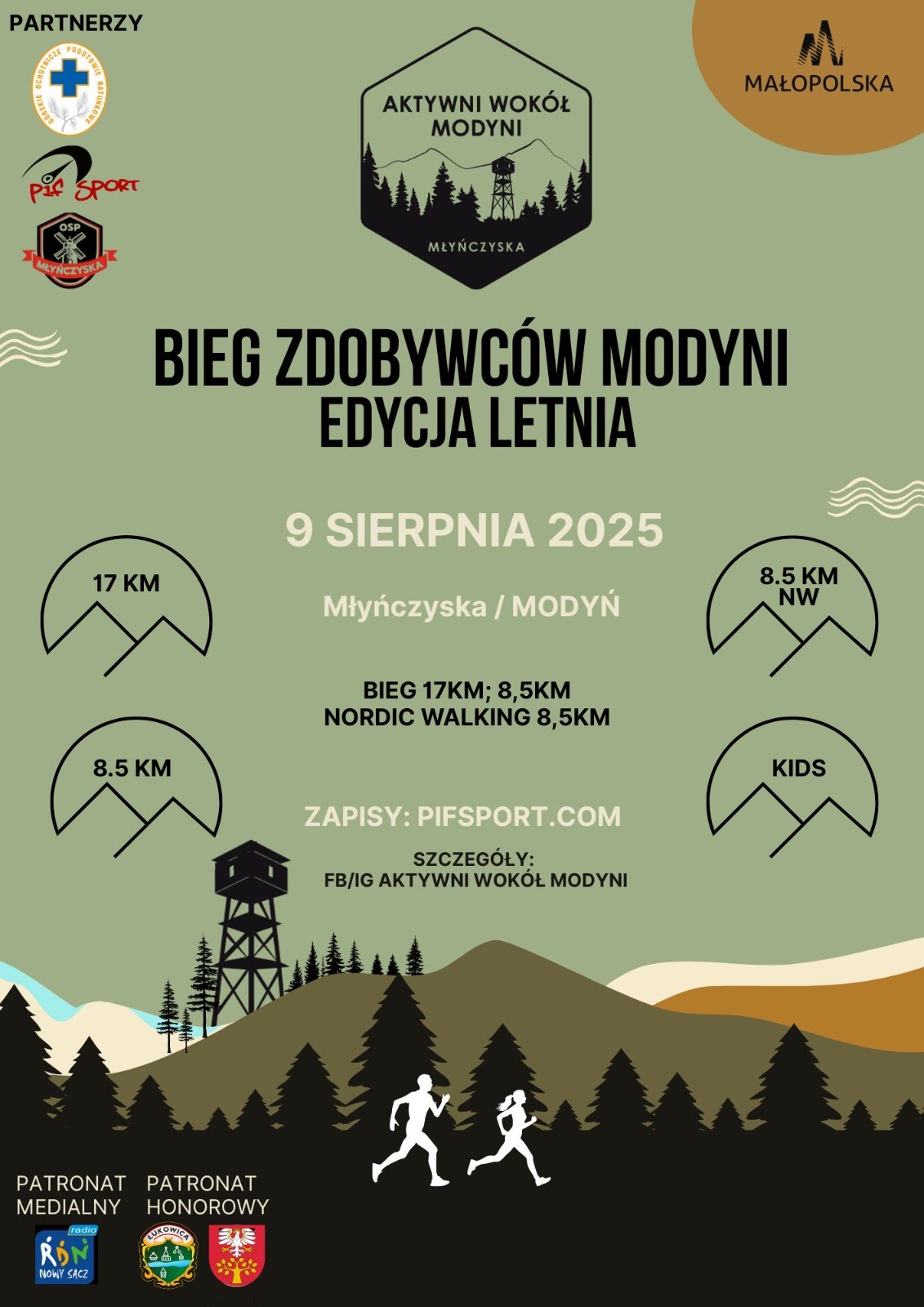 Bieg Zdobywców Modyni - Aktywni Wokół Modyni 7 plakat bieg