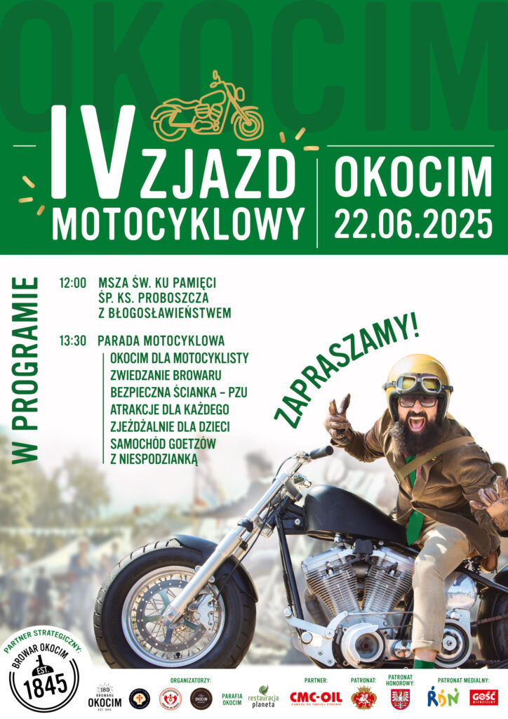 Okocim IV ZJAZD MOTOCYKLOWY plakat A3 20250616 v01MT prev 2