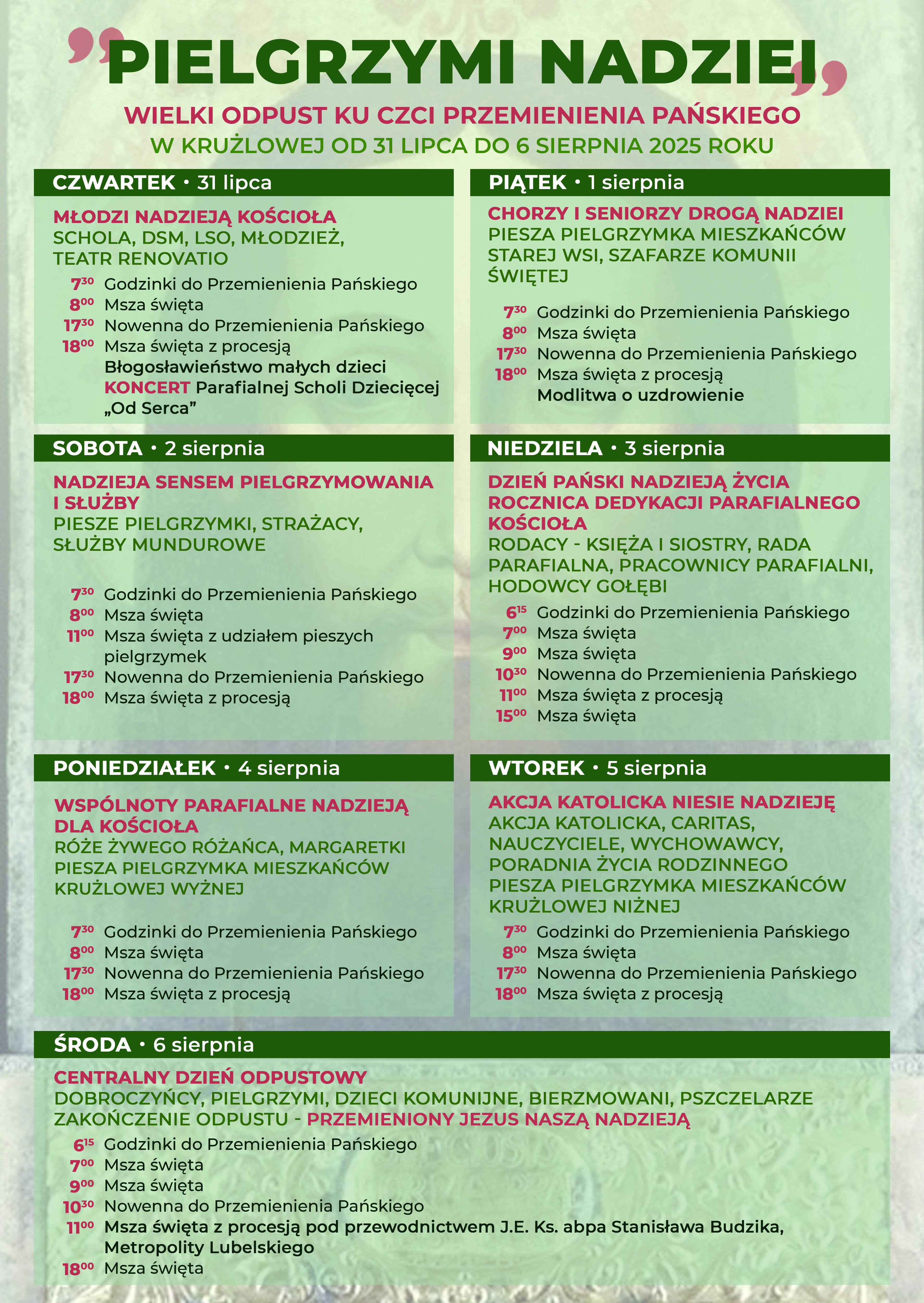 Sanktuarium zaprasza na Wielki odpust ku czci Przemienienia Pańskiego [PROGRAM]