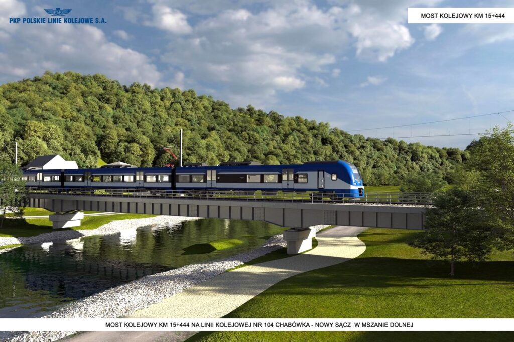 csm Przejezdzajacy pociag przez most kolejowy na rzece Mszanka w Mszanie Dolnej na linii kolejowej nr 104 Chabowka Nowy Sacz 156c8dc696