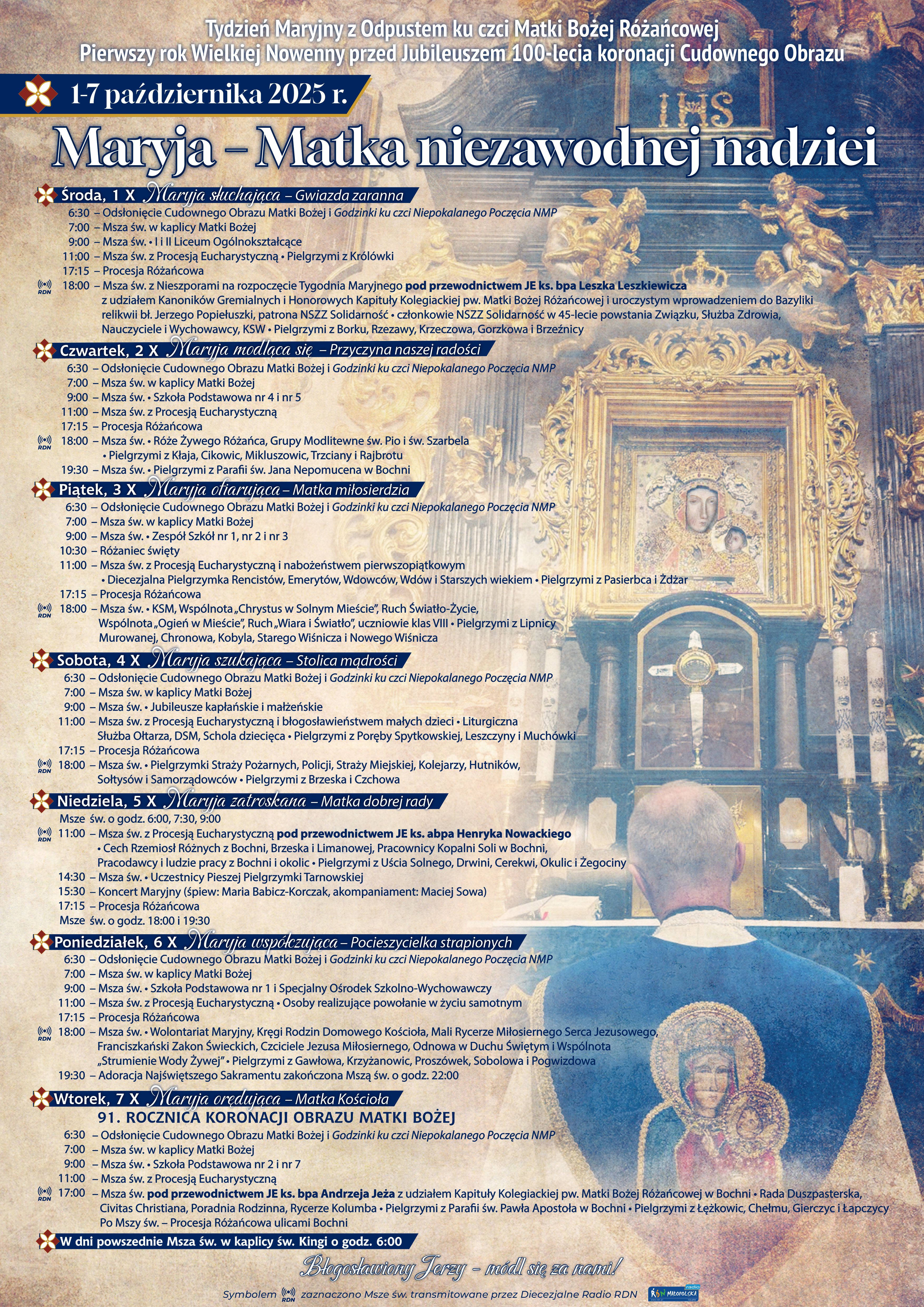 W Bochni rozpoczyna się Tydzień Maryjny. Transmisje w RDN Małopolska