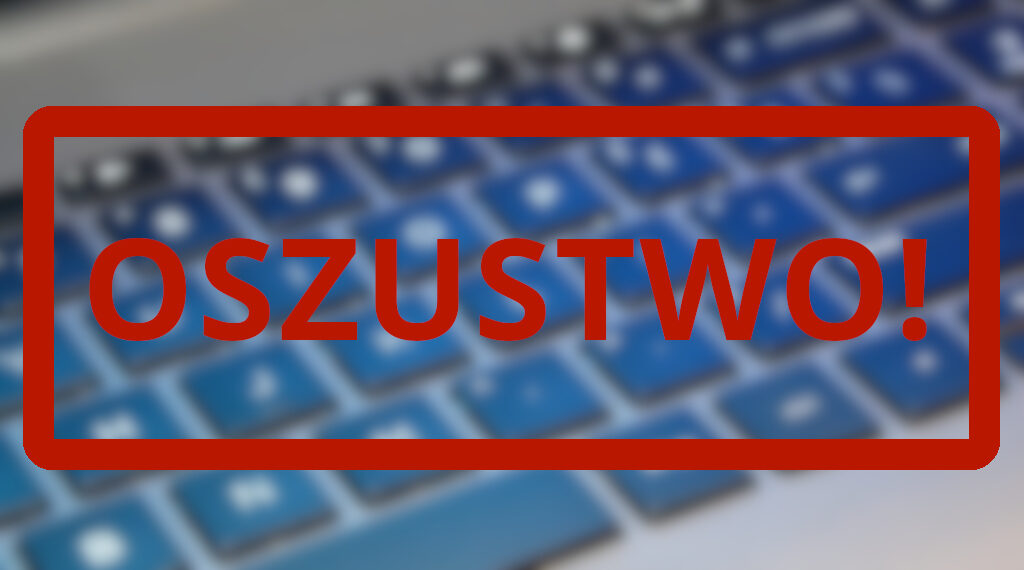 klawiatura komputera czerwony napis oszustwo