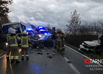 Wypadek na granicy powiatów. Dwie osoby poszkodowane 2 fot. 112tarnow.pl - Tarnowski Portal Ratowniczy