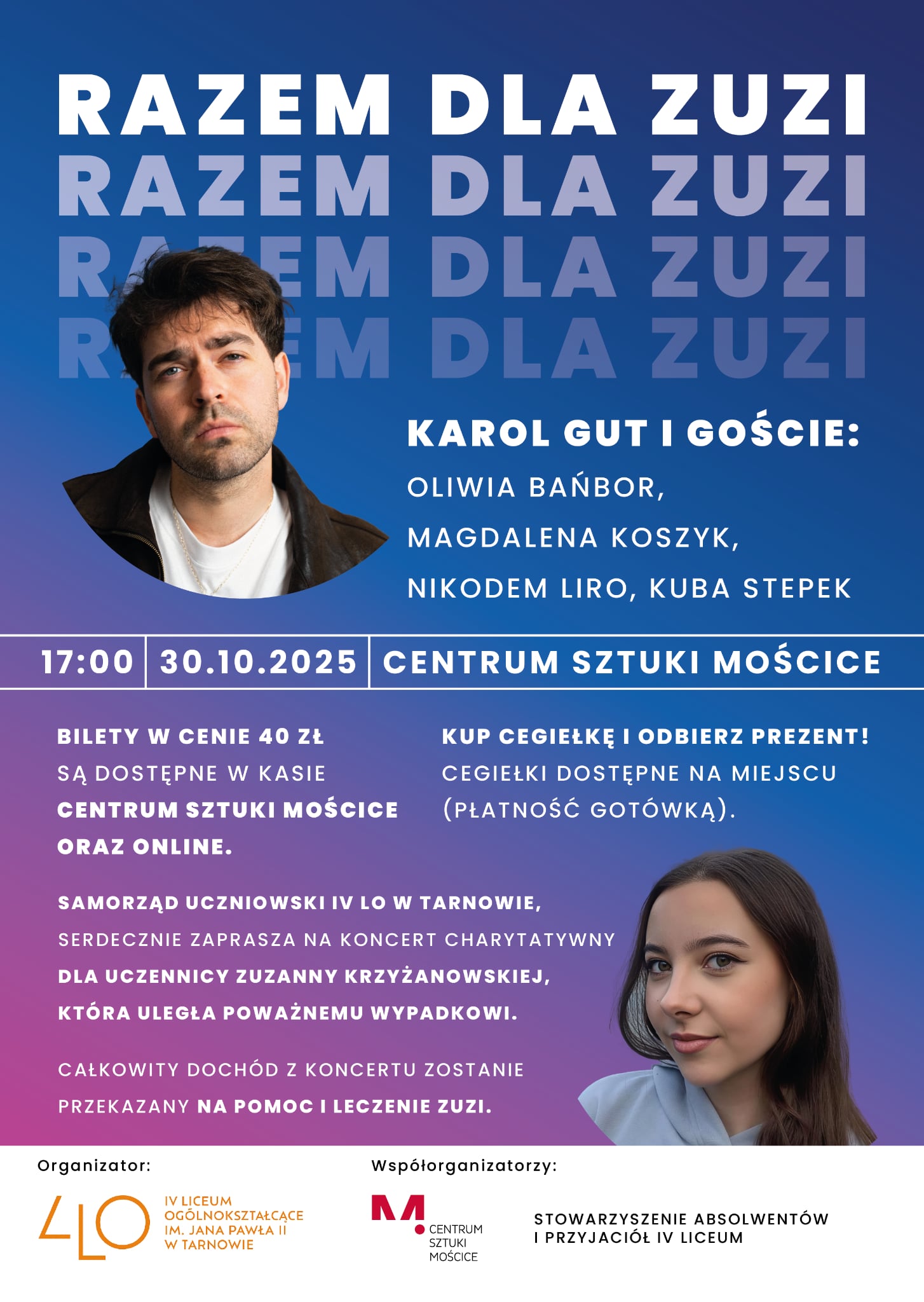 Zuzia po wypadku porusza się na wózku. Uczniowie organizują dla niej koncert charytatywny 2 plakat 1