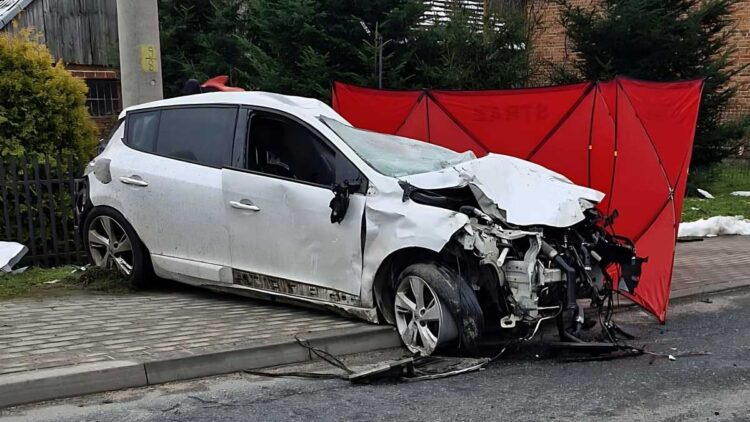 Tragiczny wypadek na trasie z Dębicy do Mielca. Zginął 21-letni kierowca 1 fot. KPP w Mielcu