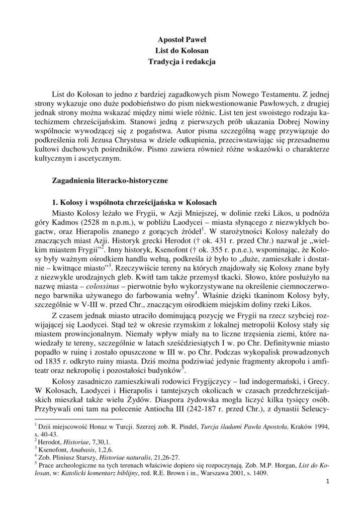 5. Apostol Pawel. List do Kolosan cz. I 1