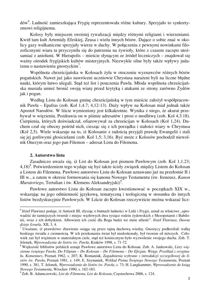 5. Apostol Pawel. List do Kolosan cz. I 2