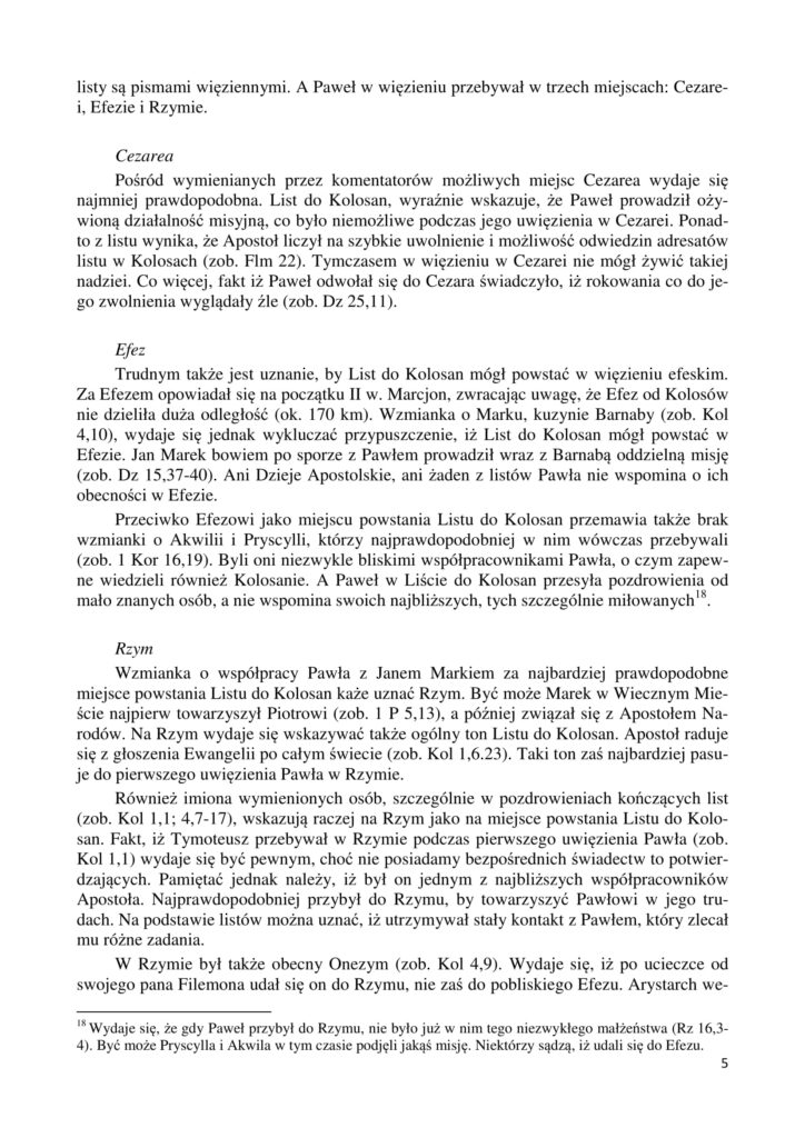 5. Apostol Pawel. List do Kolosan cz. I 5