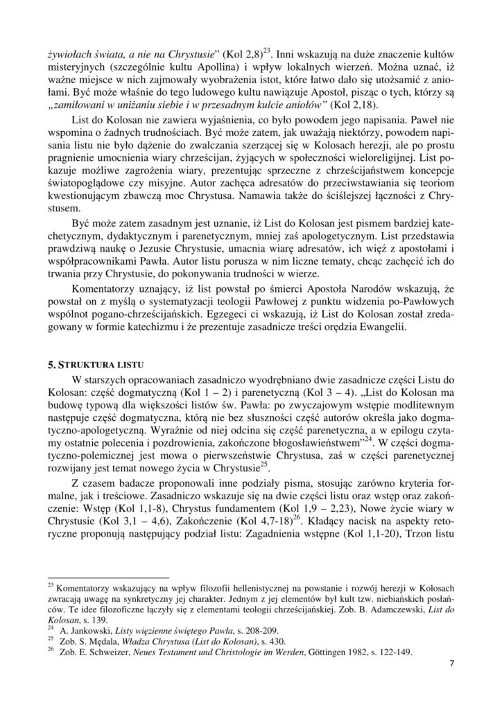 5. Apostol Pawel. List do Kolosan cz. I 7