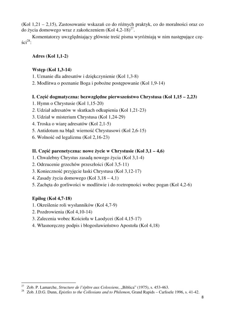 5. Apostol Pawel. List do Kolosan cz. I 8