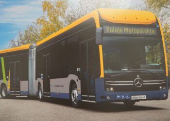 wizualizacja autobusu wodorowego w barwach Kolei Małopolskich / fot. fb: Koleje Małopolskie
