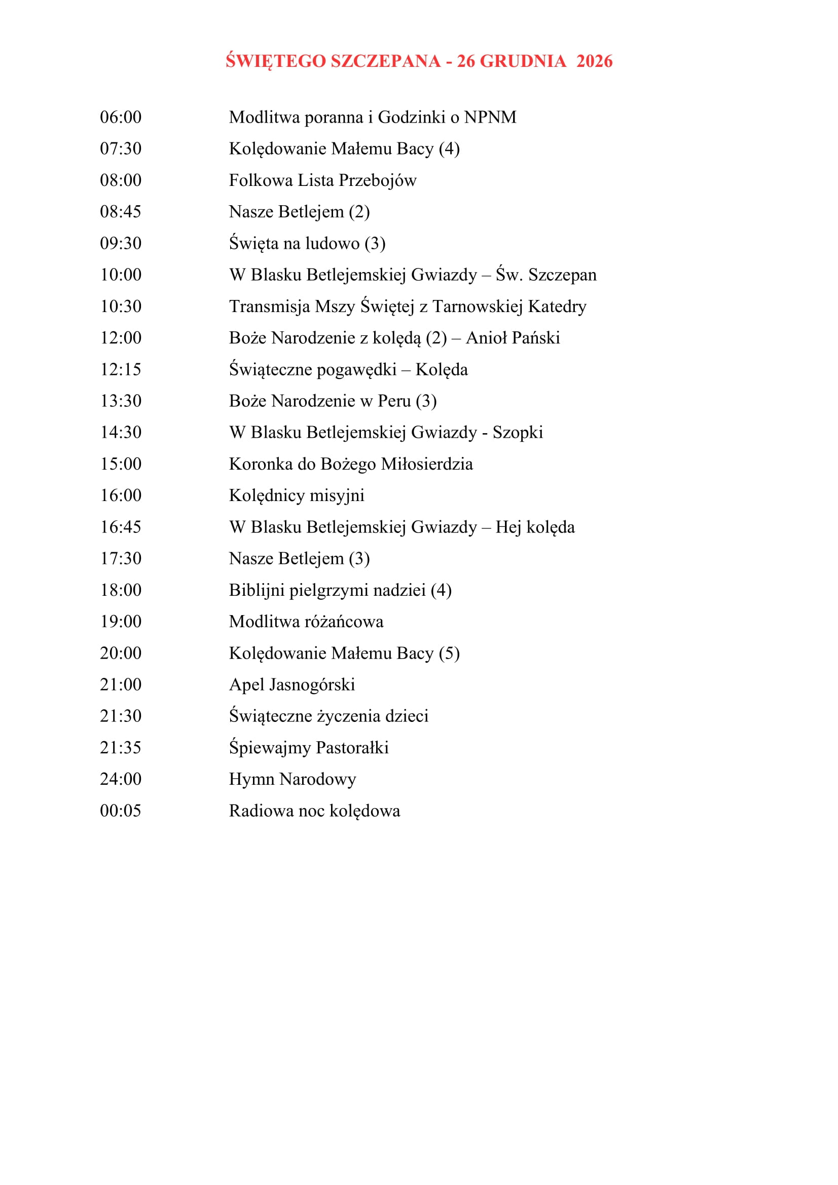 26 Grudnia II dzien Swiat 1