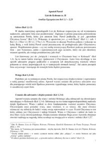 6. Apostol Pawel. List do Kolosan. Egzegeza cz. I 23.11 01