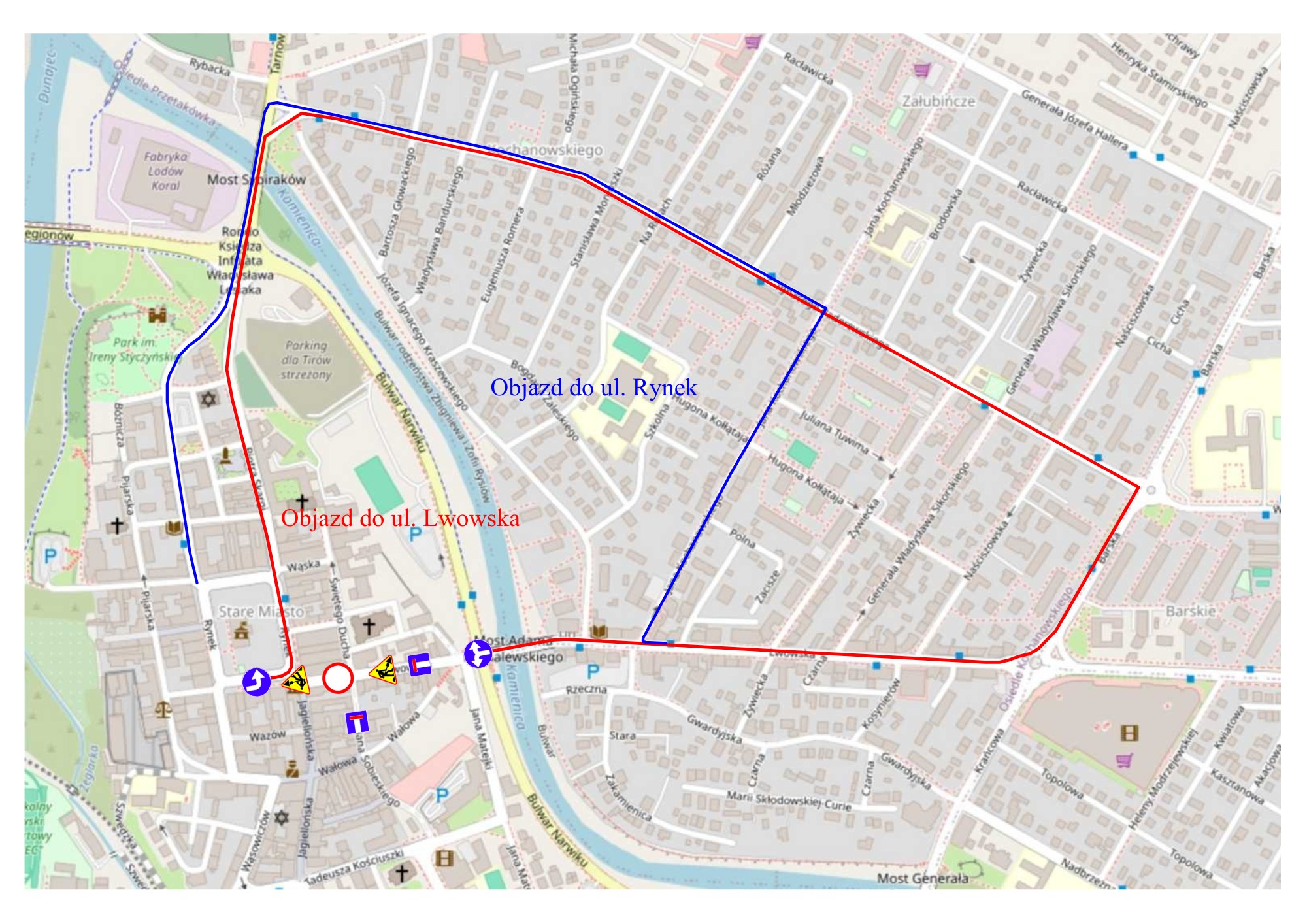 Będą spore problemy w centrum Nowego Sącza. Remont ul. Lwowskiej 2 lwowska objazd mapka