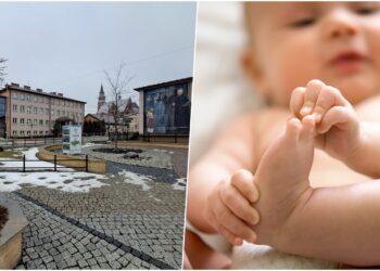 na zdjęciu: centrum Szerzyn (fot. RDN) /  - niemowlę (zdjęcie ilustracyjne fot. freepik.com)