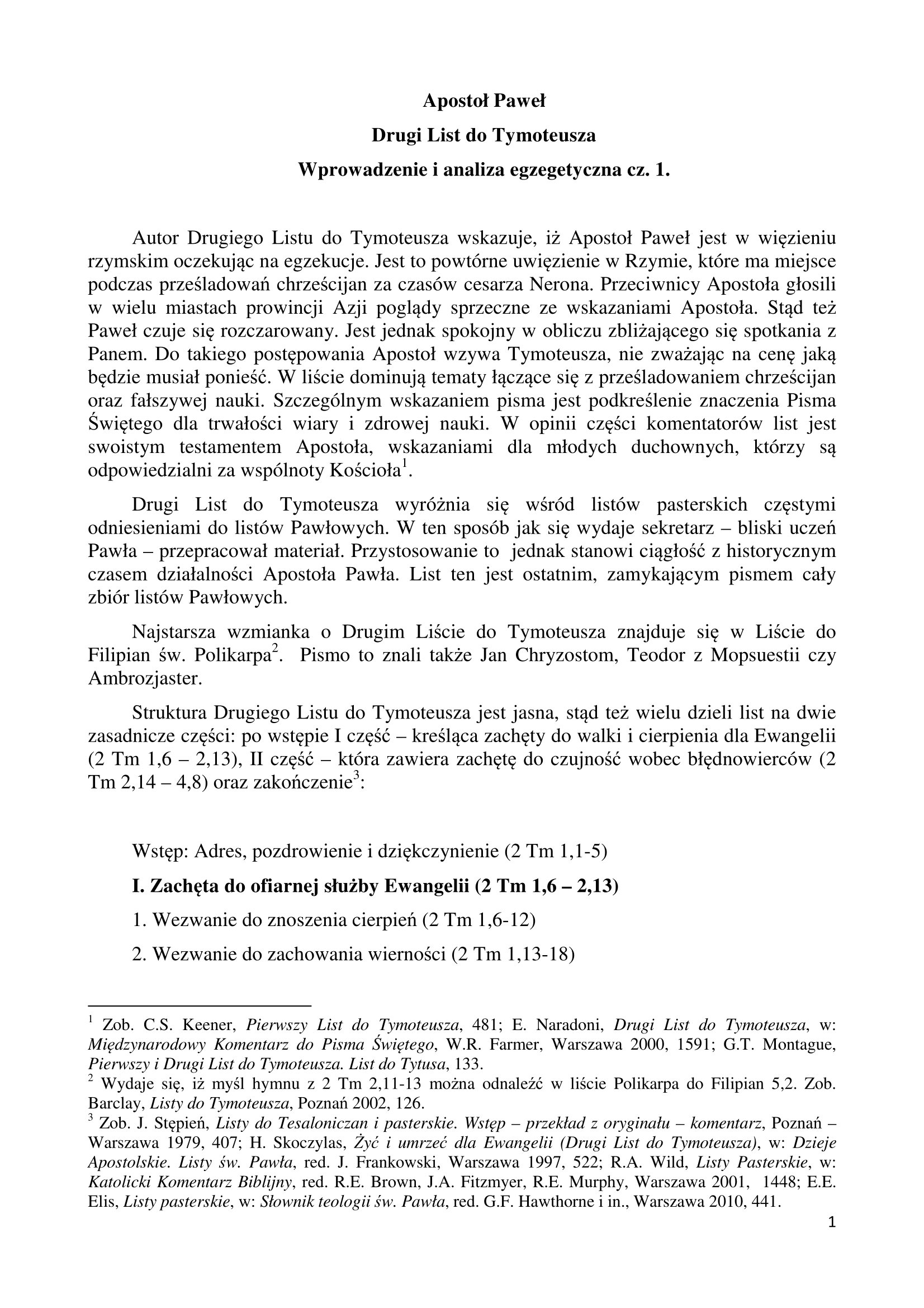 Studium Biblijne – 08.03.2026 – Drugi List do Tymoteusza cz. 1