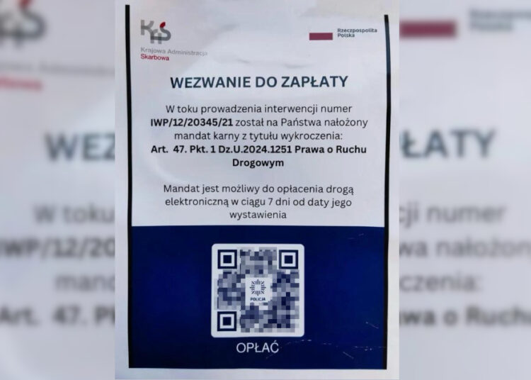 fałszywy "mandat" / fot. Izba Administracji Skarbowej w Rzeszowie