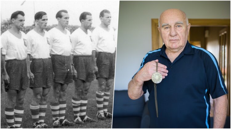 na zdjęciu: mecz Polska-Rumunia w 1947r. z Antonim Barwickim w składzie (fot. NAC), Stanisław Majorek - fot. UM Tarnów / Artur Gawle