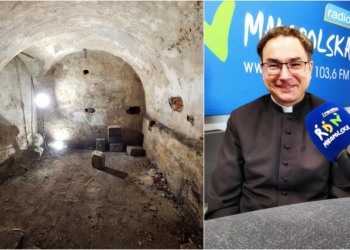 Krypta Ostrogskich jest teraz pusta. Stały tu zabytkowe sarkofagi, które są teraz odnawiane / Fot. ks. Sebastian Musiał