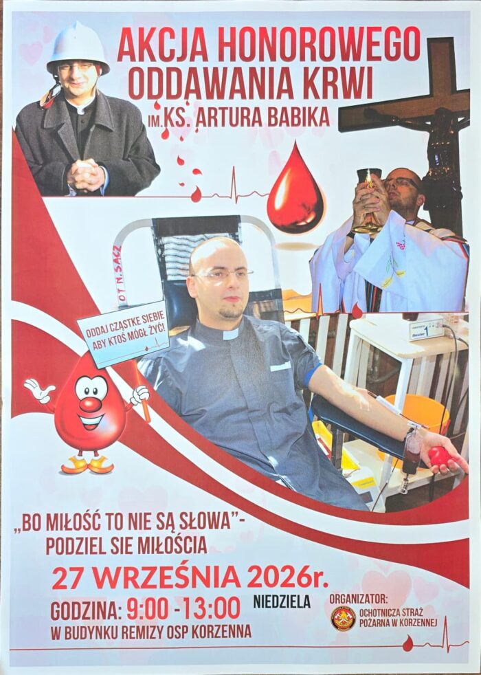 W Korzennej będą zbierać krew. Akcji patronuje kapłan, który zmarł w związku z ciężką chorobą